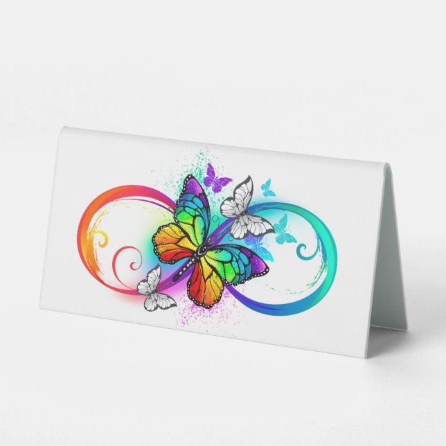 Plaque De Table Bright infinity with rainbow butterfly (Recto)