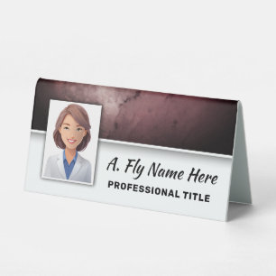 Plaque De Table Brown Burgundy Stone Professionnel Nom photo Logo