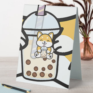 Plaque De Table Buble Tea Boba Corgi