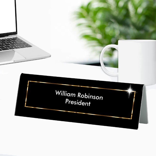 Plaque De Table Bureau d'affaires classique Bureau d'affaires Plaq (classy desk name plate by custom business templates)