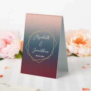 Plaque De Table Burgundy Navy Blush Ombre Mariage géométrique