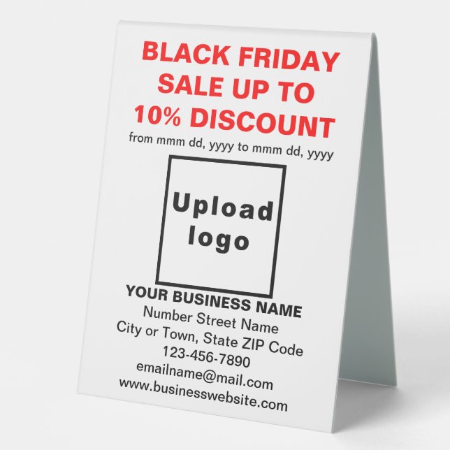 Plaque De Table Business Black Vendredi Vente sur table blanche (Recto)