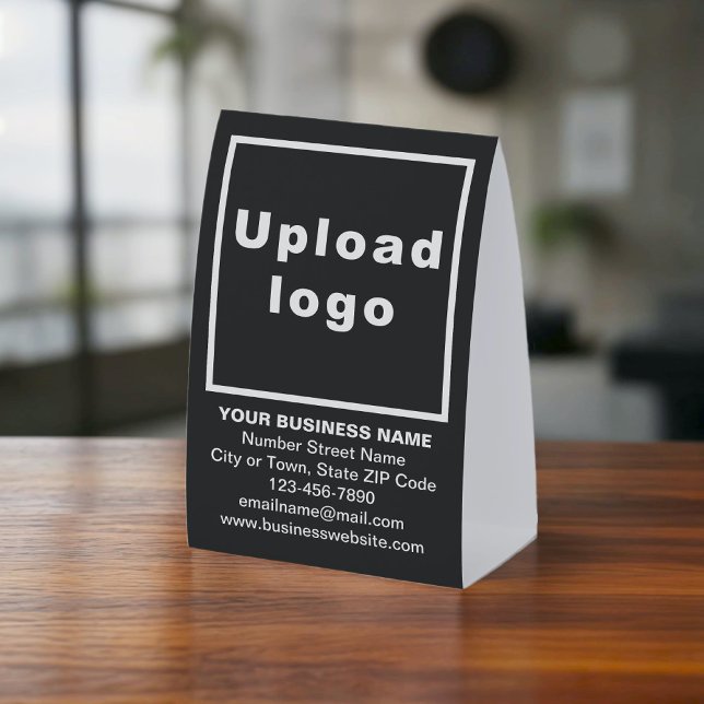 Plaque De Table Business Brand on Black Paper Table Sign (Black paper table sign tent style with your business brand)
