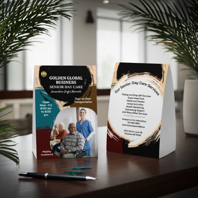 Plaque De Table Business Company Photo Logo Modern Marketing  (Business Company Photo Logo Modern Marketing Table Tent great to help your company market services.)