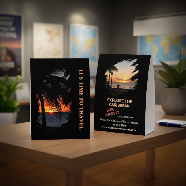 Plaque De Table Business Company Photo Travel Agency Modern (Business Company Photo Travel Agency Modern Table Tent is great to give to propective customers. )