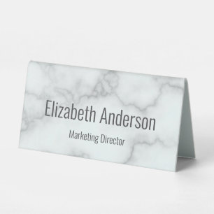 Plaque De Table Business Faux Marbre blanc Grey Titre et nom de l'