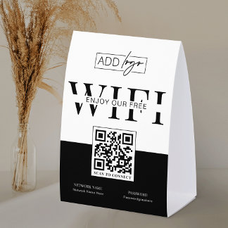 Plaque De Table Business Logo Free WIFI Password QR Code Sign