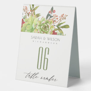 Plaque De Table Cactus Succulent Rouge Floral Mariage Numéro de ta