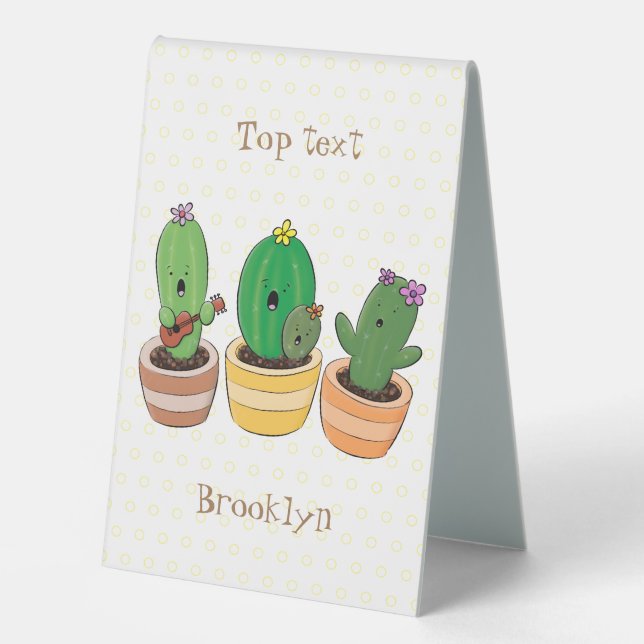 Plaque De Table Cactus trio chantante mignonne dessin animé (Recto)
