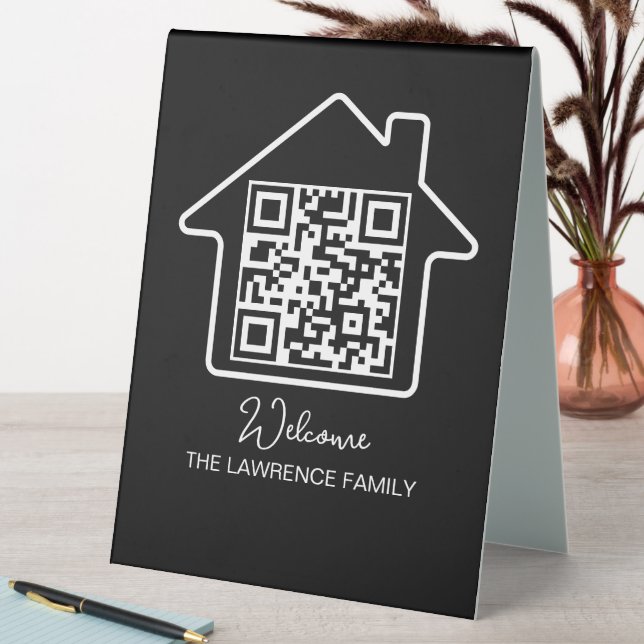 Plaque De Table Cadeau de pendaison de crémaillère | Code QR WiFi  (En SItu (Tableau))