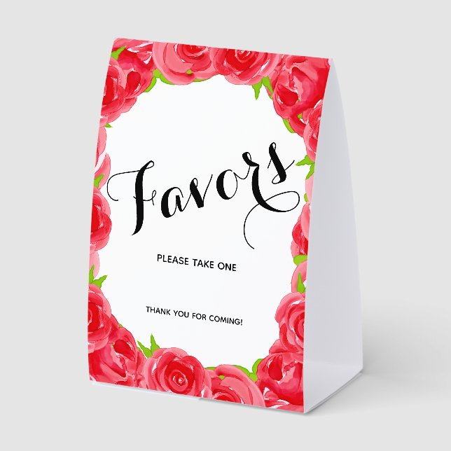 Plaque De Table Cadeaux de mariage Chic Red Roses (Recto)