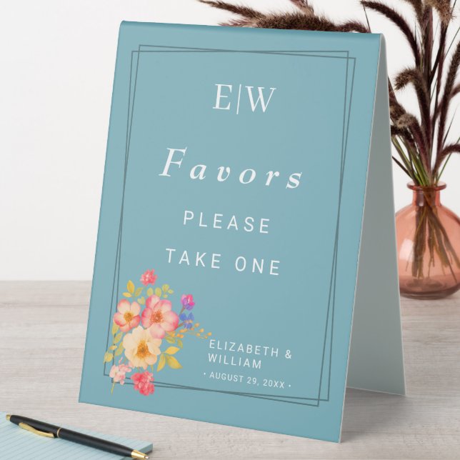 Plaque De Table Cadre avec Rose, style Mariage sur bleu (En SItu (Tableau))