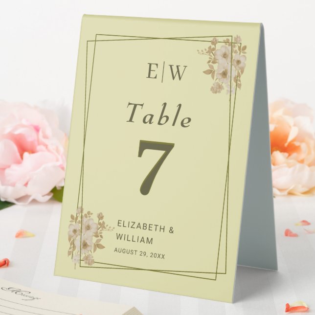 Plaque De Table Cadre Rose – Monogramme Jaune Céleste Mariage (In SItu (Mariage))