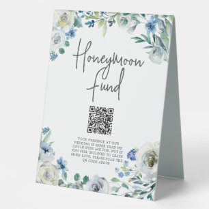 Plaque De Table Caisse de Mariage Élégante Fleurs Bleues pour Lune