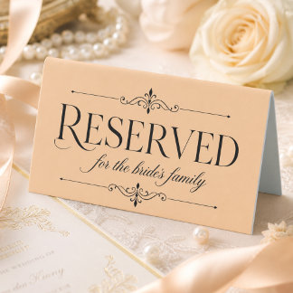 Plaque De Table Calligraphie Élégante Mariée Élégante Famille Rése