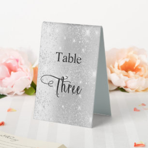 Plaque De Table Calligraphie parties scintillant argent table troi