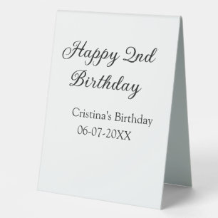 Plaque De Table calligraphie simple minimum heureux 2e anniversair