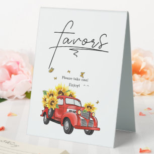 Plaque De Table Camion vintage avec Baby shower Sunflower Favorise