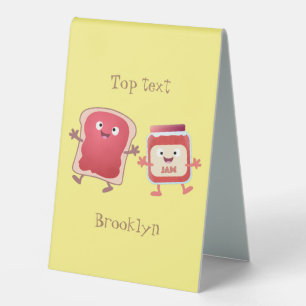 Plaque De Table Caractères de dessins animés sur le pain et la con