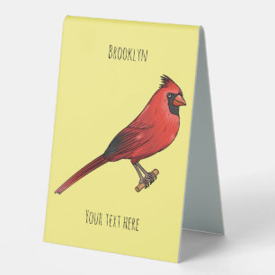 Plaque De Table Cardinal du Nord dessin animé d'oiseau