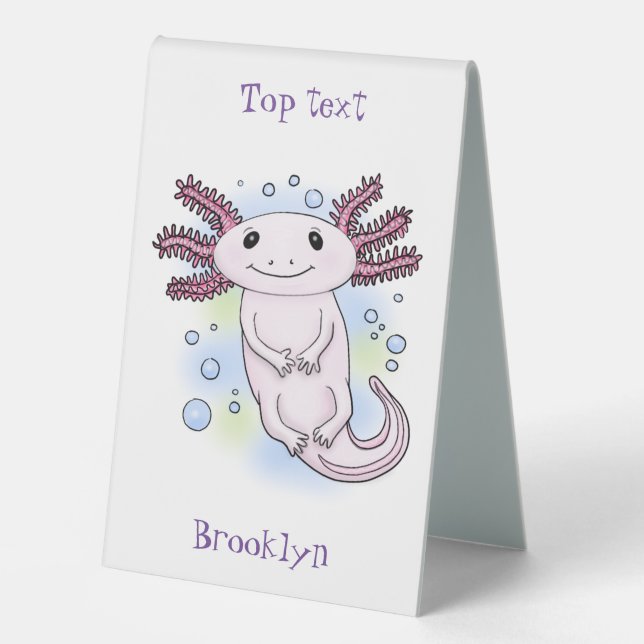 Plaque De Table Caricature axolotl rose adorable (Recto)
