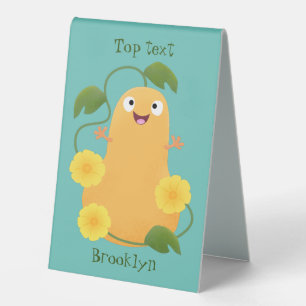 Plaque De Table Caricature citrouille gourde en beuret joyeux