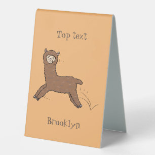 Plaque De Table Caricature d'alpaga brun joli