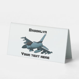 Plaque De Table Caricature d'avion de chasse militaire