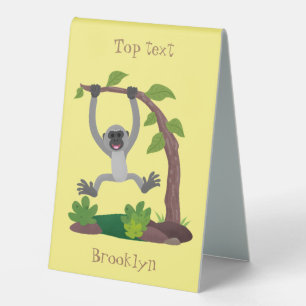 Plaque De Table Caricature de bande de gibbon joyeux