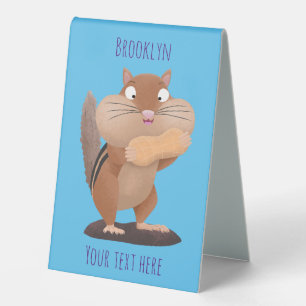 Plaque De Table Caricature de chipmunk à grosses joues mignonnes