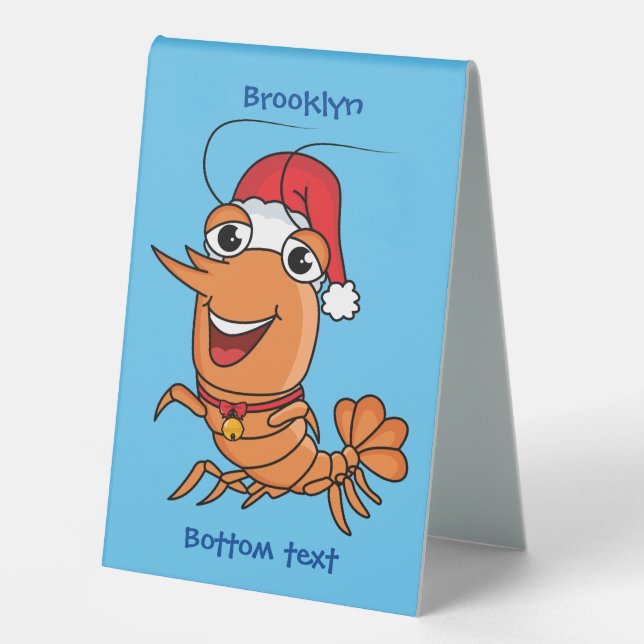 Plaque De Table Caricature de crevettes de Noël joyeux (Recto)