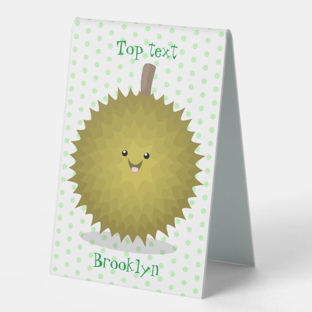 Plaque De Table Caricature de durian joyeux (Recto)