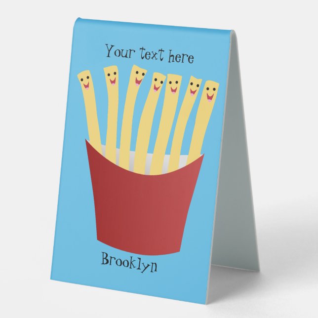 Plaque De Table Caricature de frites Cute kawaii fast food (Recto)