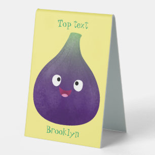 Plaque De Table Caricature de fruits mauve joyeux aux figues