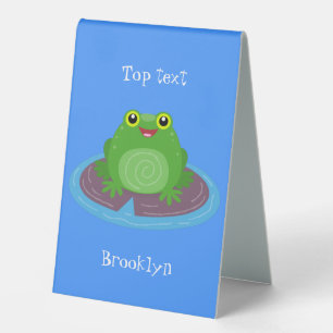Plaque De Table Caricature de grenouille verte mignonne