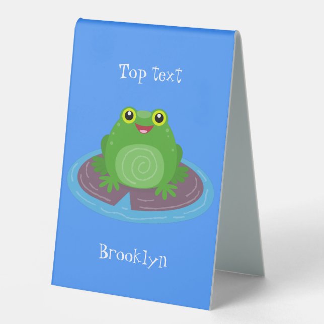 Plaque De Table Caricature de grenouille verte mignonne (Recto)