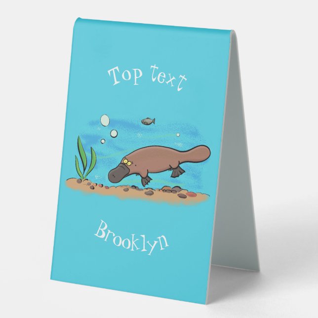 Plaque De Table Caricature de natation de Cute platypus (Recto)
