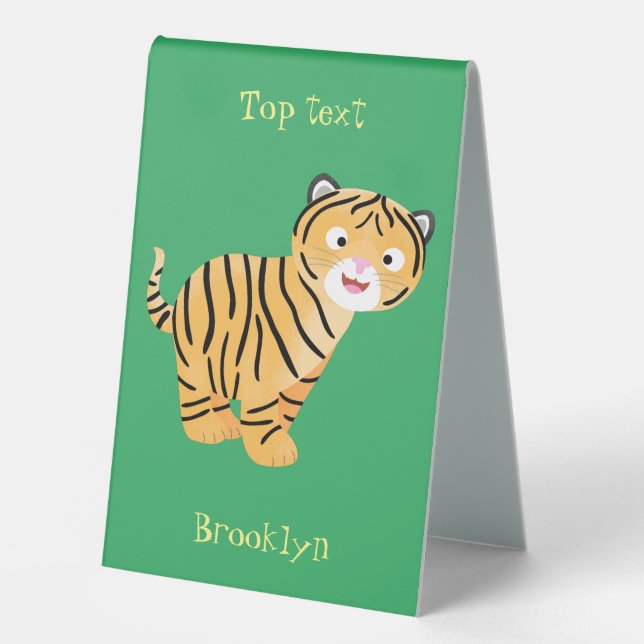 Plaque De Table Caricature de petit tigre joyeux (Recto)