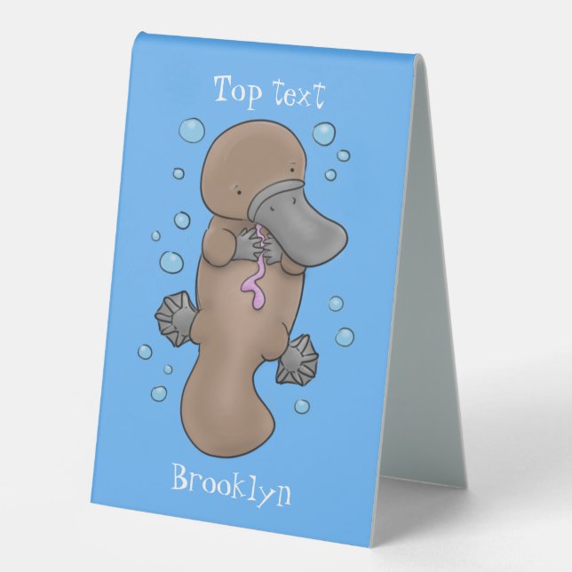 Plaque De Table Caricature de platypus bébé très heureuse (Recto)