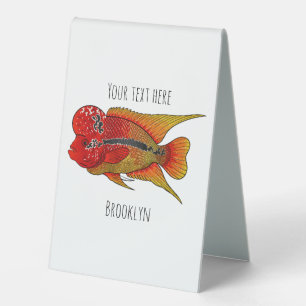 Plaque De Table Caricature de poisson cichlide à fleur