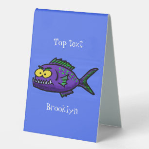 Plaque De Table Caricature de poisson de Piranha