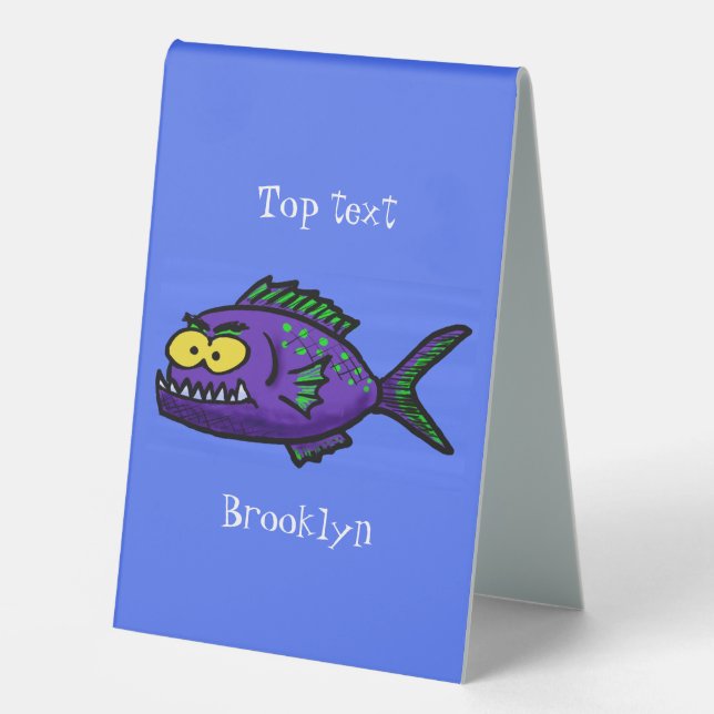 Plaque De Table Caricature de poisson de Piranha (Recto)