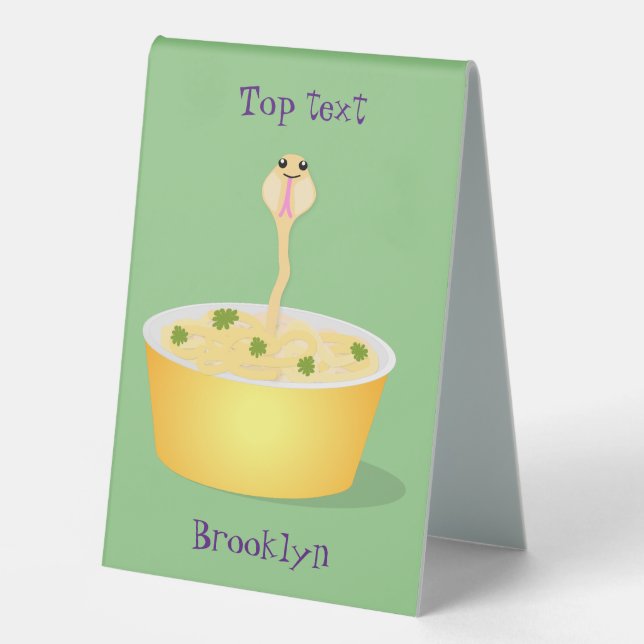 Plaque De Table Caricature de serpent aux nouilles mignonnes illus (Recto)