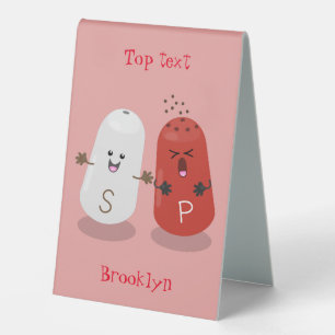 Plaque De Table Caricature de shakers de sel et de poivre de Cute