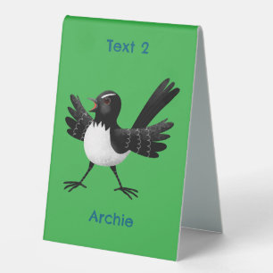 Plaque De Table Caricature de Willie Wagtail australienne personna