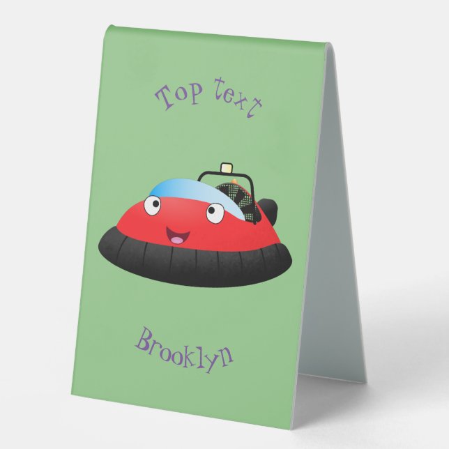 Plaque De Table Caricature d'hovercraft rouge joyeux (Recto)