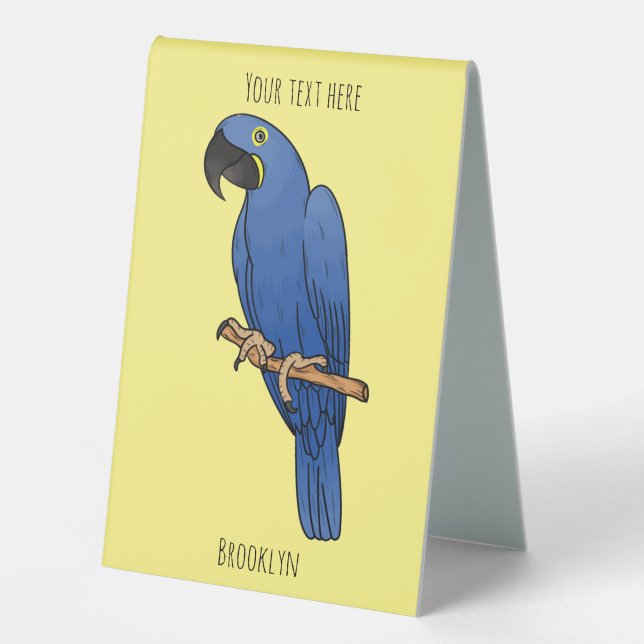 Plaque De Table Caricature d'oiseau macaw Hyacinth (Recto)