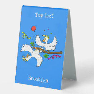 Plaque De Table Caricature d'oiseaux de cockatoo amusante