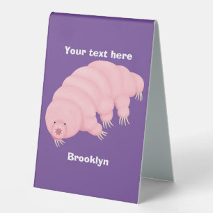 Plaque De Table Caricature d'ours d'eau tardigrade rose mignon