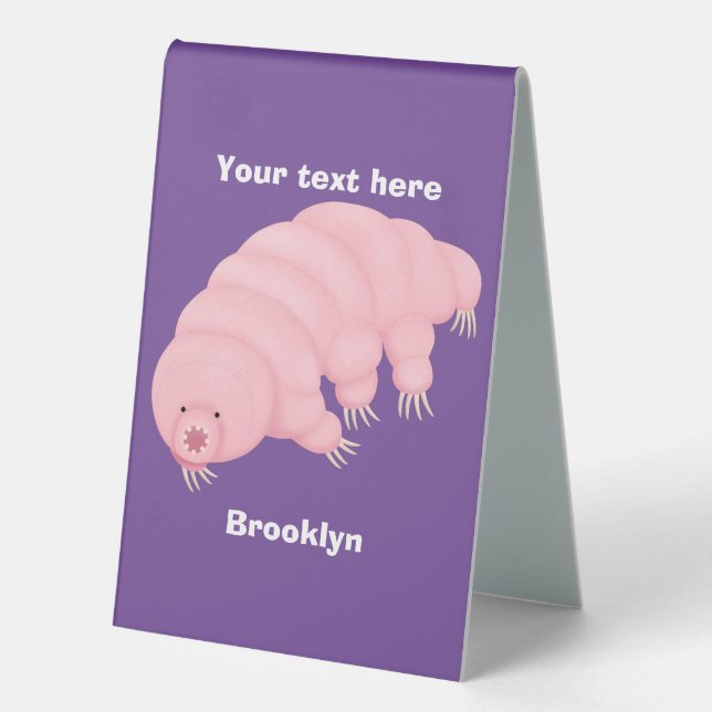 Plaque De Table Caricature d'ours d'eau tardigrade rose mignon (Recto)